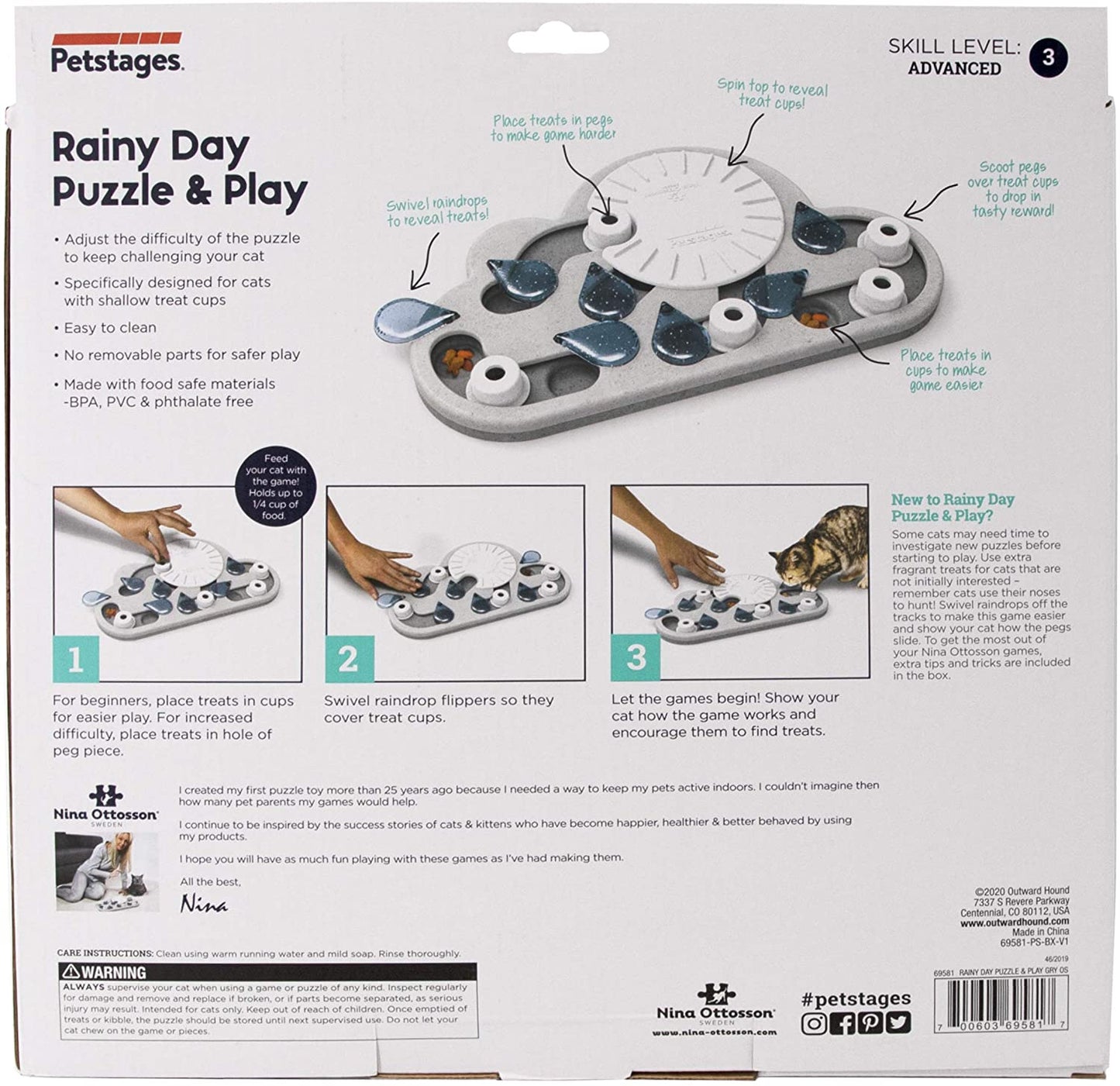 Nina Ottosson Rainy Day Puzzle and Play Treat Dispenser for Cats - Woonona Petfood & Produce