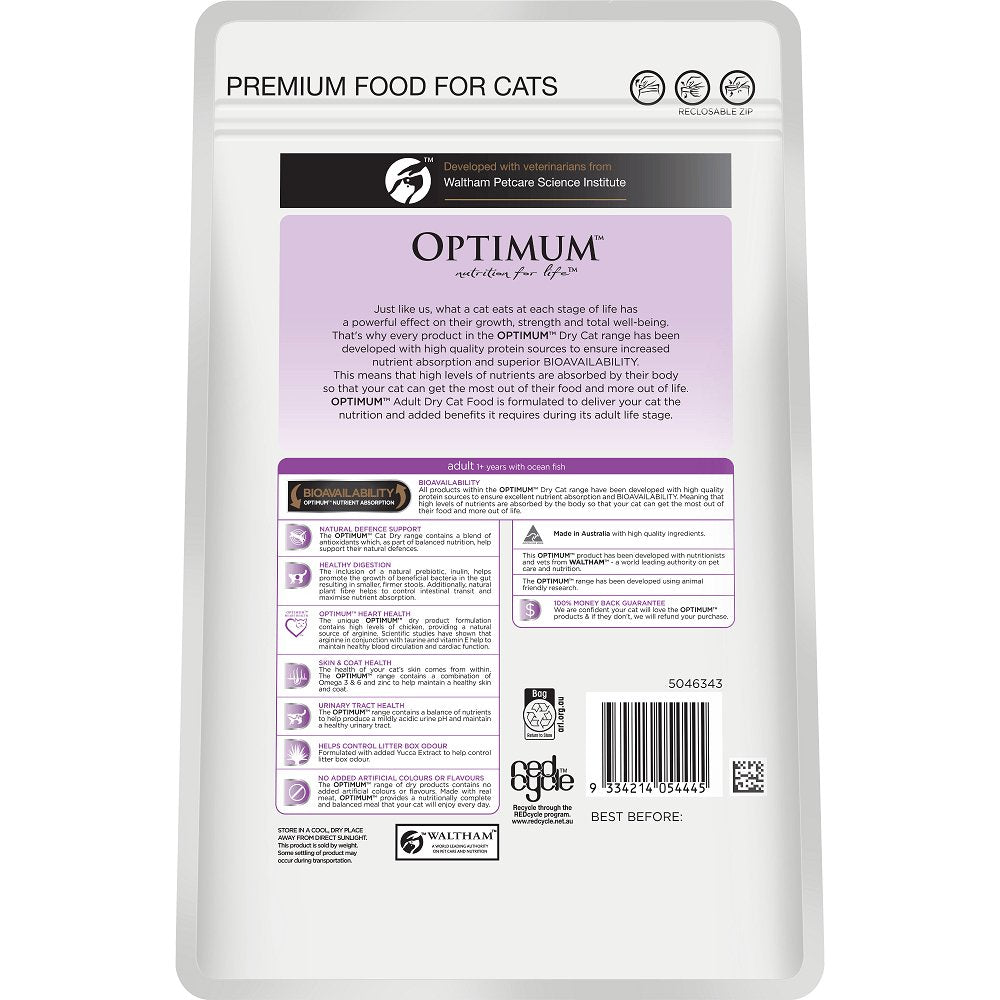 Optimum Dry Cat Food Adult Ocean Fish - Woonona Petfood & Produce