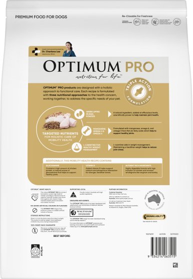 Optimum Pro Dry Dog Food Mobility Health Chicken & Rice 2.5kg - Woonona Petfood & Produce
