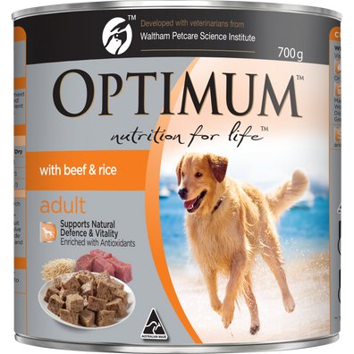 Optimum Wet Dog Food Adult Beef & Rice 12x700g - Woonona Petfood & Produce