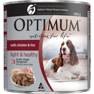 Optimum Wet Dog Food Adult Light Health Chicken & Rice 12x680g - Woonona Petfood & Produce