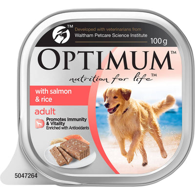 Optimum Wet Dog Food Salmon & Rice 12x100g - Woonona Petfood & Produce