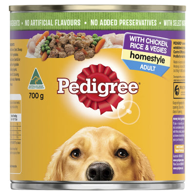 Pedigree Wet Dog Food Cans Homestyle Chicken Rice and Vegetables 12x700g - Woonona Petfood & Produce