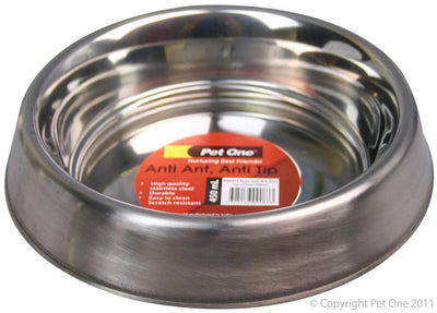 Pet One Bowl Anti Ant Anti Tip Stainless Steel - Woonona Petfood & Produce
