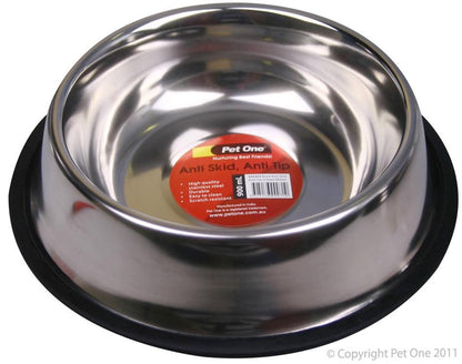 Pet One Bowl Anti Skid Anti Tip Stainless Steel - Woonona Petfood & Produce