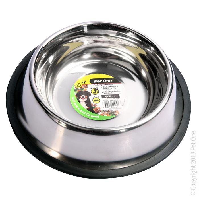 Pet One Bowl Anti Skid Anti Tip Stainless Steel - Woonona Petfood & Produce