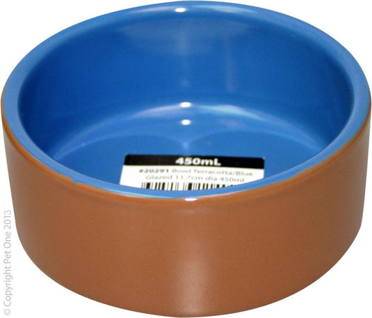 Pet One Bowl Terracotta Blue - Woonona Petfood & Produce