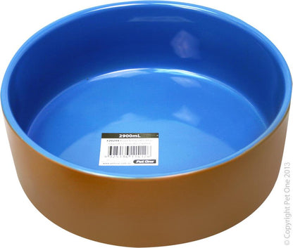 Pet One Bowl Terracotta Blue - Woonona Petfood & Produce