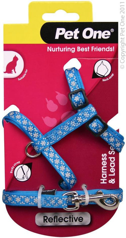 Pet One Cat Harness & Lead Set Reflective 15-22.5cm 180cm - Woonona Petfood & Produce