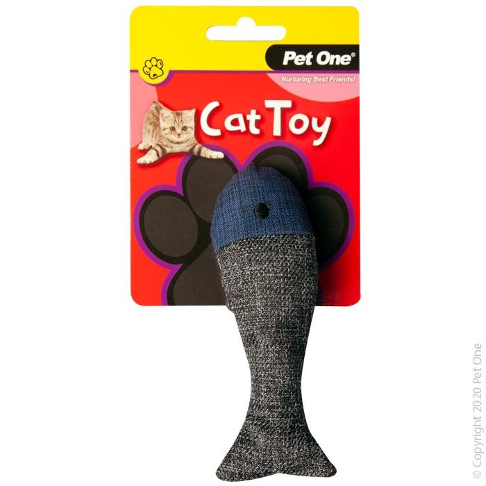 Pet One Cat Toy Fish Grey Blue 13.5cm - Woonona Petfood & Produce