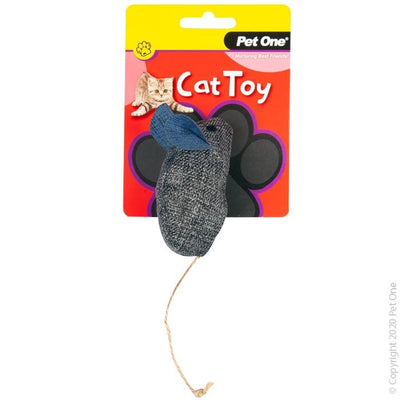 Pet One Cat Toy Mouse Grey Blue 14.5cm - Woonona Petfood & Produce