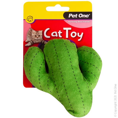 Pet One Cat Toy Plush Cactus Green 11.5cm - Woonona Petfood & Produce