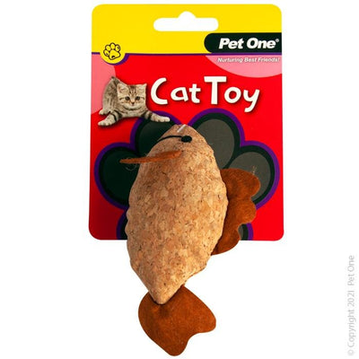 Pet One Cat Toy Plush Cork Fish 12cm - Woonona Petfood & Produce