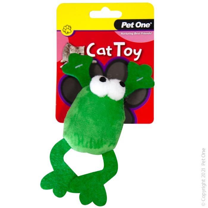 Pet One Cat Toy Plush Jumping Frog Green 14.5cm - Woonona Petfood & Produce