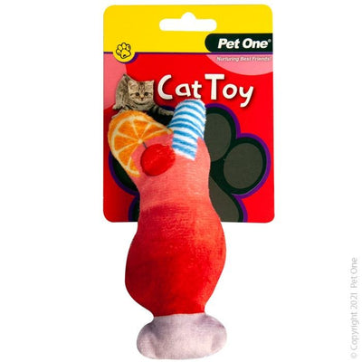 Pet One Cat Toy Plush Meowjito Red 14cm - Woonona Petfood & Produce