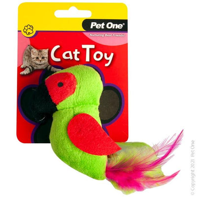 Pet One Cat Toy Plush Parrot Green 10cm - Woonona Petfood & Produce