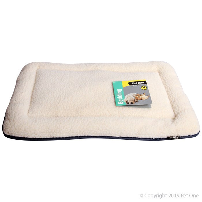 Pet One Dog Bed Rectangular Cushion Waterproof Base with Sheepskin Top - Woonona Petfood & Produce