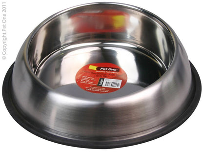 Pet One Dog Bowl Stainless Steel Anti Tip and Skid 1 - Woonona Petfood & Produce