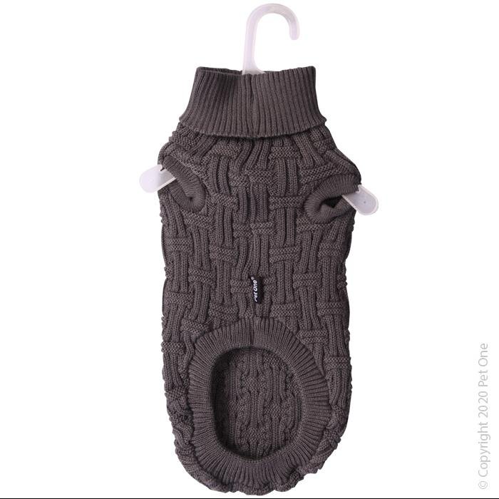 Pet One Dog Coat Komfy Knit Jumper Icelandic Dark Charcoal - Woonona Petfood & Produce