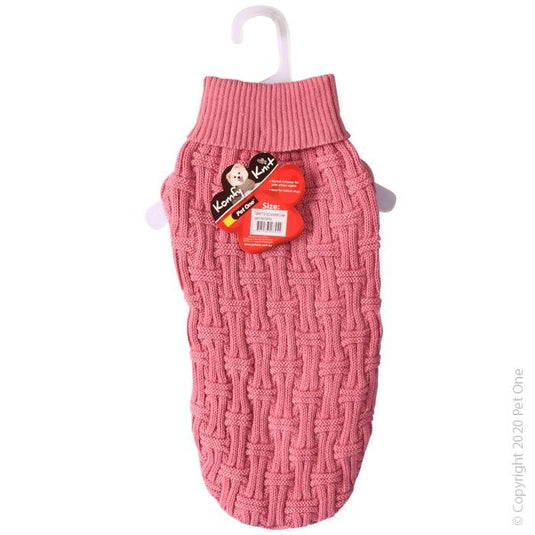 Pet One Dog Coat Komfy Knit Jumper Icelandic Dark Pink - Woonona Petfood & Produce