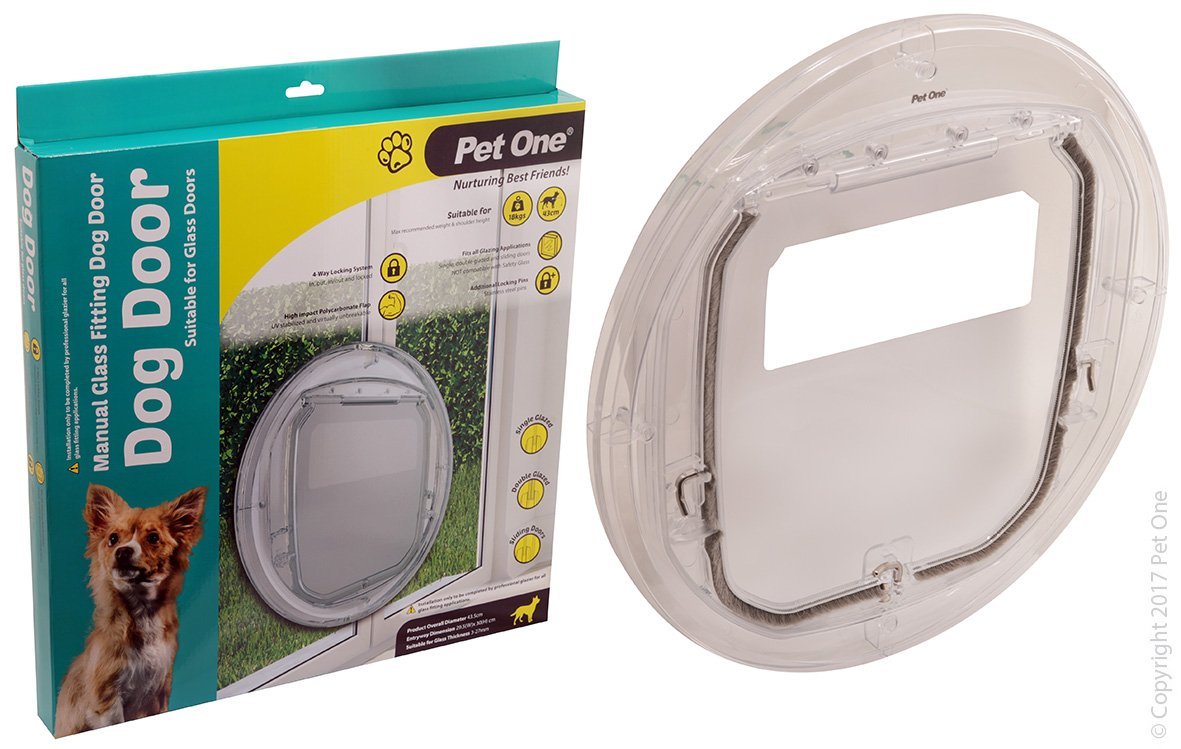 Pet One Dog Door Poly Double Glaze Glass 43cm Fit 18kg - Woonona Petfood & Produce