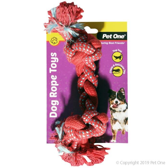 Pet One Dog Toy Braided Rope With Knots Red/Blue 20cm - Woonona Petfood & Produce