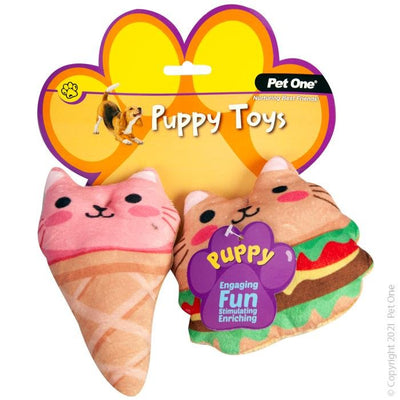 Pet One Dog Toy Puppy Fast Food 2 Pack - Woonona Petfood & Produce