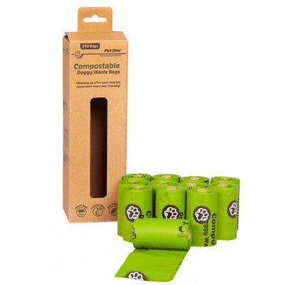 Pet One Doggy Waste Bags Compostable 12 Rolls X 20 Bags Per Roll - Woonona Petfood & Produce