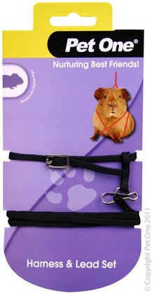 Pet One Guinea Pig Harness/Lead Black - Woonona Petfood & Produce