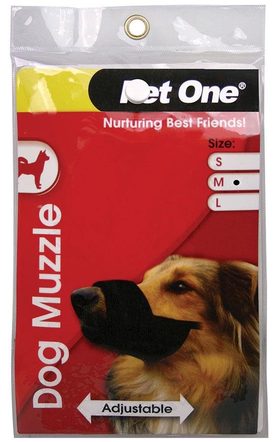 Pet One Muzzle Nylon Adjustable Black - Woonona Petfood & Produce