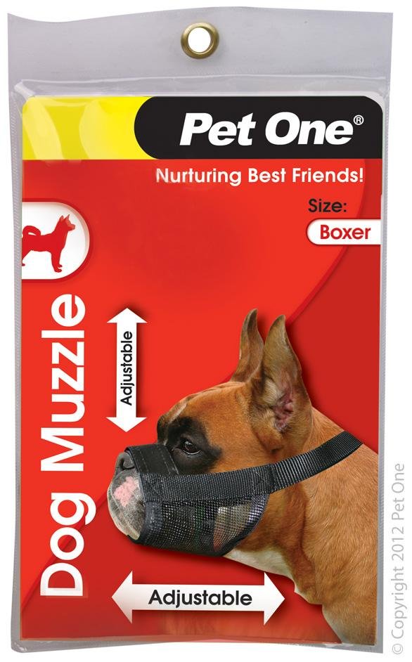 Pet One Muzzle Nylon Adjustable Boxer Black - Woonona Petfood & Produce