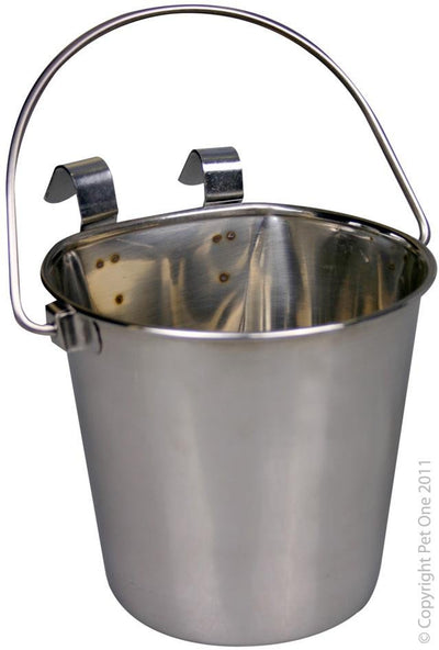 Pet One Pail Hanging Flat Sided Stainless Steel - Woonona Petfood & Produce