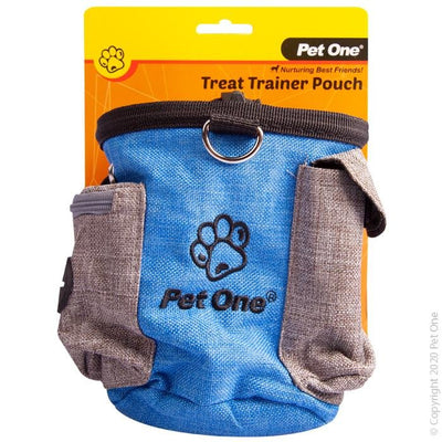 Pet One Treat Trainer Pouch 14cm x 9.5cm 14.5cm Grey Blue - Woonona Petfood & Produce
