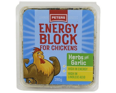 Peters Poultry Energy Block Herb & Garlic 280g - Woonona Petfood & Produce