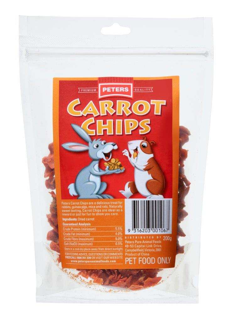 Peters Small Animal Carrot Chips 200g - Woonona Petfood & Produce