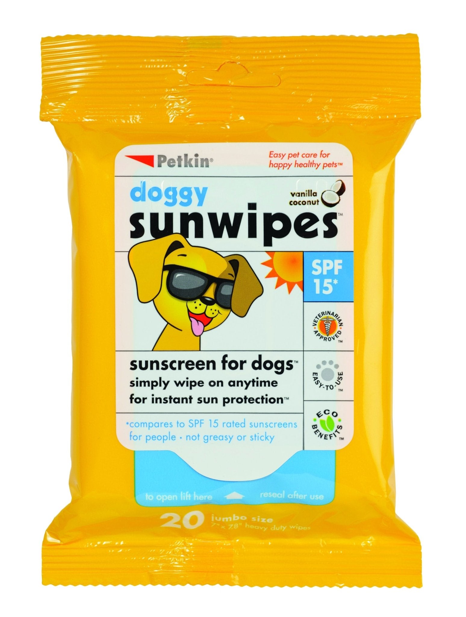 Petkin Doggy Sunwipes SP15 20 Pack - Woonona Petfood & Produce
