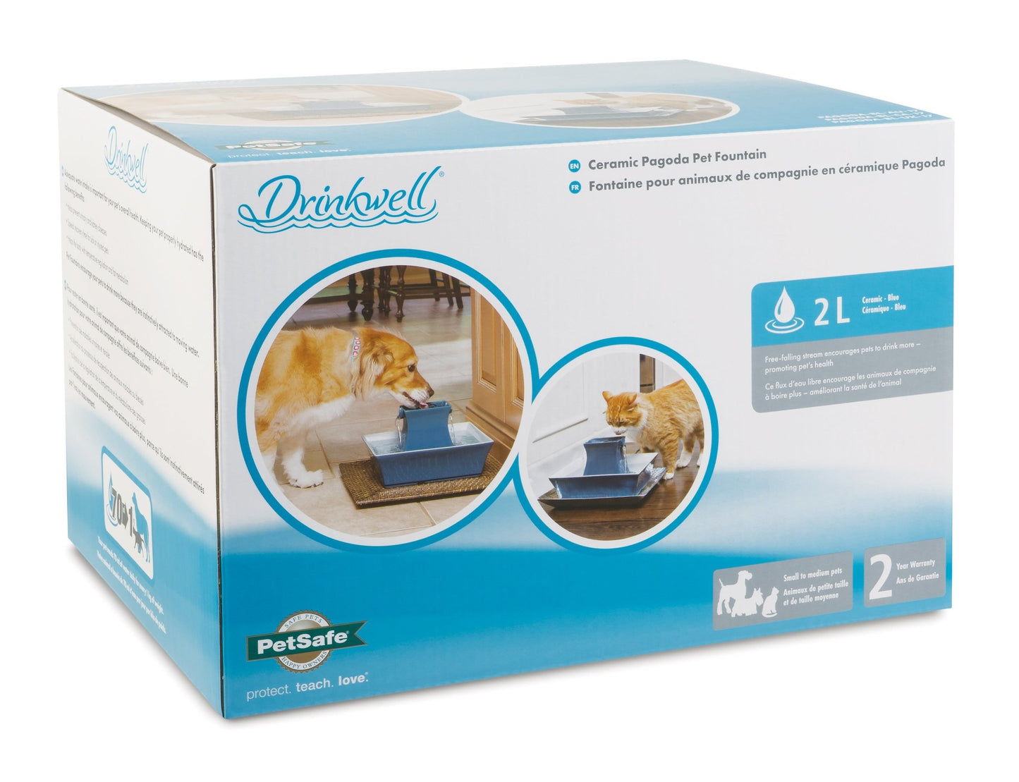 PetSafe Drinkwell Stoneware Pagoda Fountain Blue - Woonona Petfood & Produce