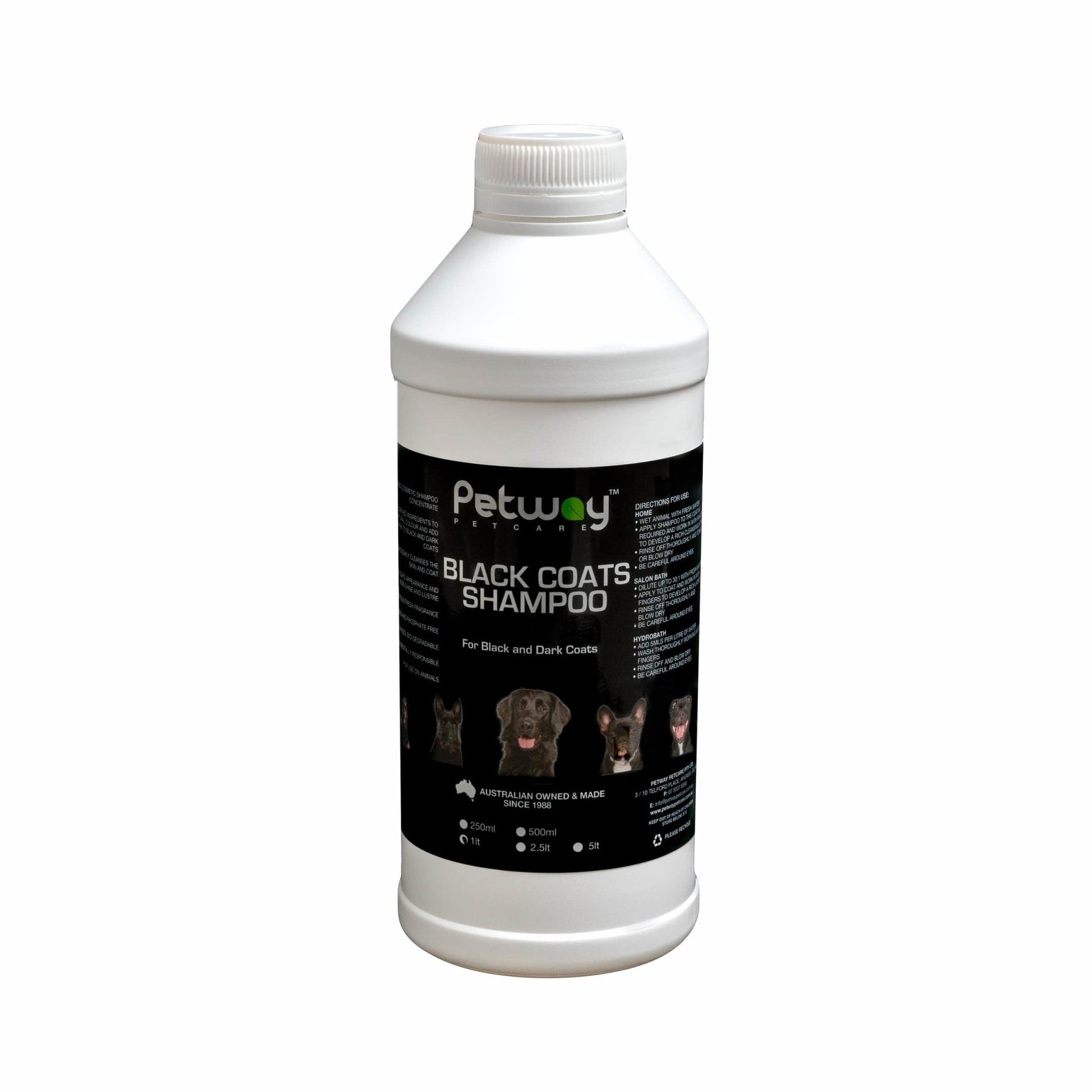 Petway Black Coats Shampoo 1 Litre - Woonona Petfood & Produce