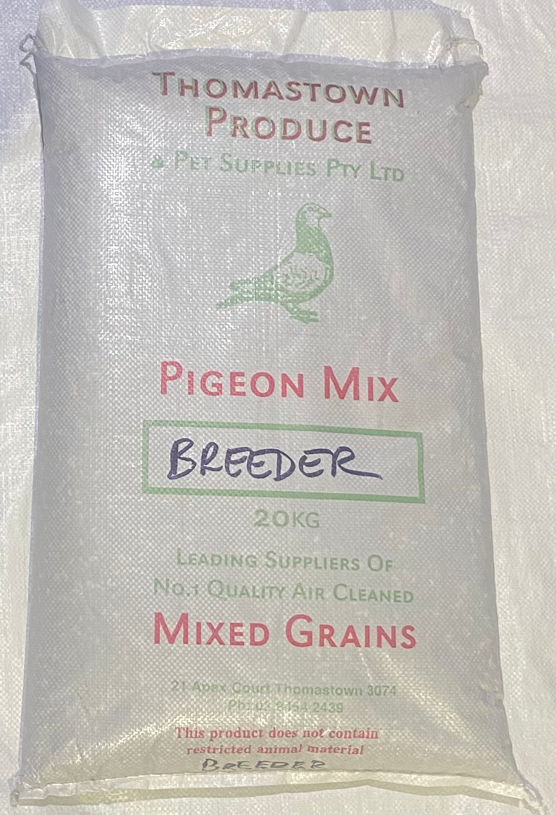 Pigeon Mix 20kg Breeder Thomastown - Woonona Petfood & Produce