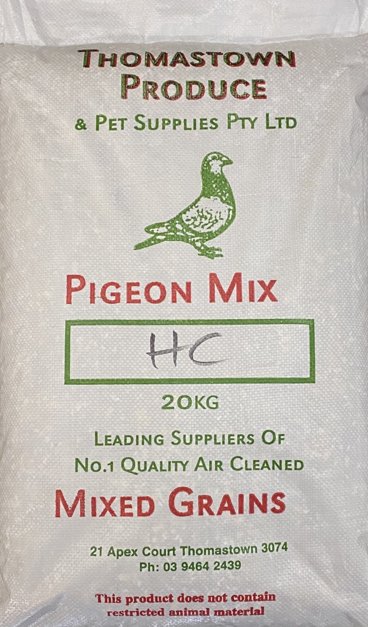 Pigeon Mix 20kg High Carb Thomastown - Woonona Petfood & Produce