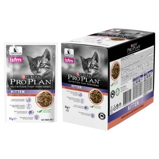 Pro Plan Cat Wet Pouches Kitten Salmon 12x85g - Woonona Petfood & Produce