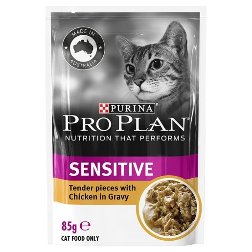Pro Plan Cat Wet Pouches Sensitive Chicken 12x85g - Woonona Petfood & Produce