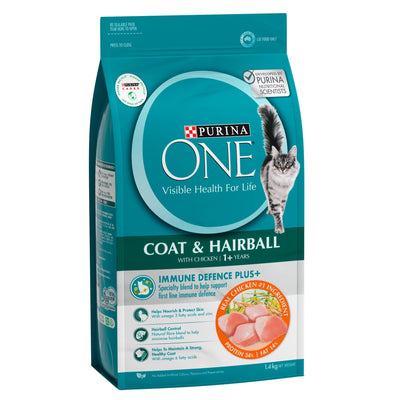 Purina ONE Dry Cat Food Adult Coat and Hairball Chicken 1.4kg - Woonona Petfood & Produce