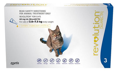 Revolution Cat 2.6 -7.5 Kg Blue 3 Pack - Woonona Petfood & Produce