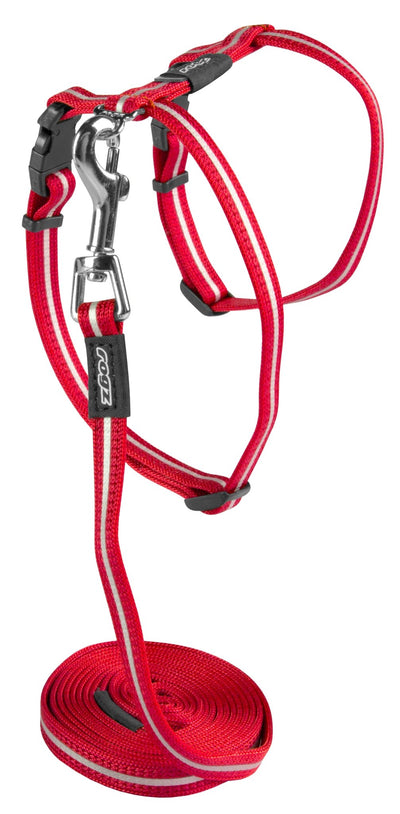 Rogz Alleycat Harness And Lead Set Red - Woonona Petfood & Produce