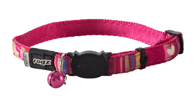 Rogz Neocat Safelock Collar Pink Candy Stripe 11mm - Woonona Petfood & Produce