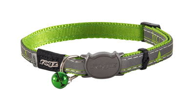 Rogz Nightcat Safelock Collar Lime Swallow 8mm - Woonona Petfood & Produce
