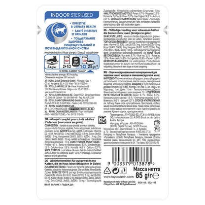 Royal Canin Cat Wet Food Pouches Indoor Sterilised Jelly 12x85g - Woonona Petfood & Produce