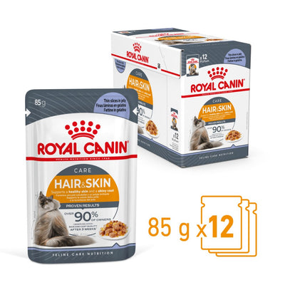 Royal Canin Wet Cat Food Hair and Skin Jelly 12x85g - Woonona Petfood & Produce