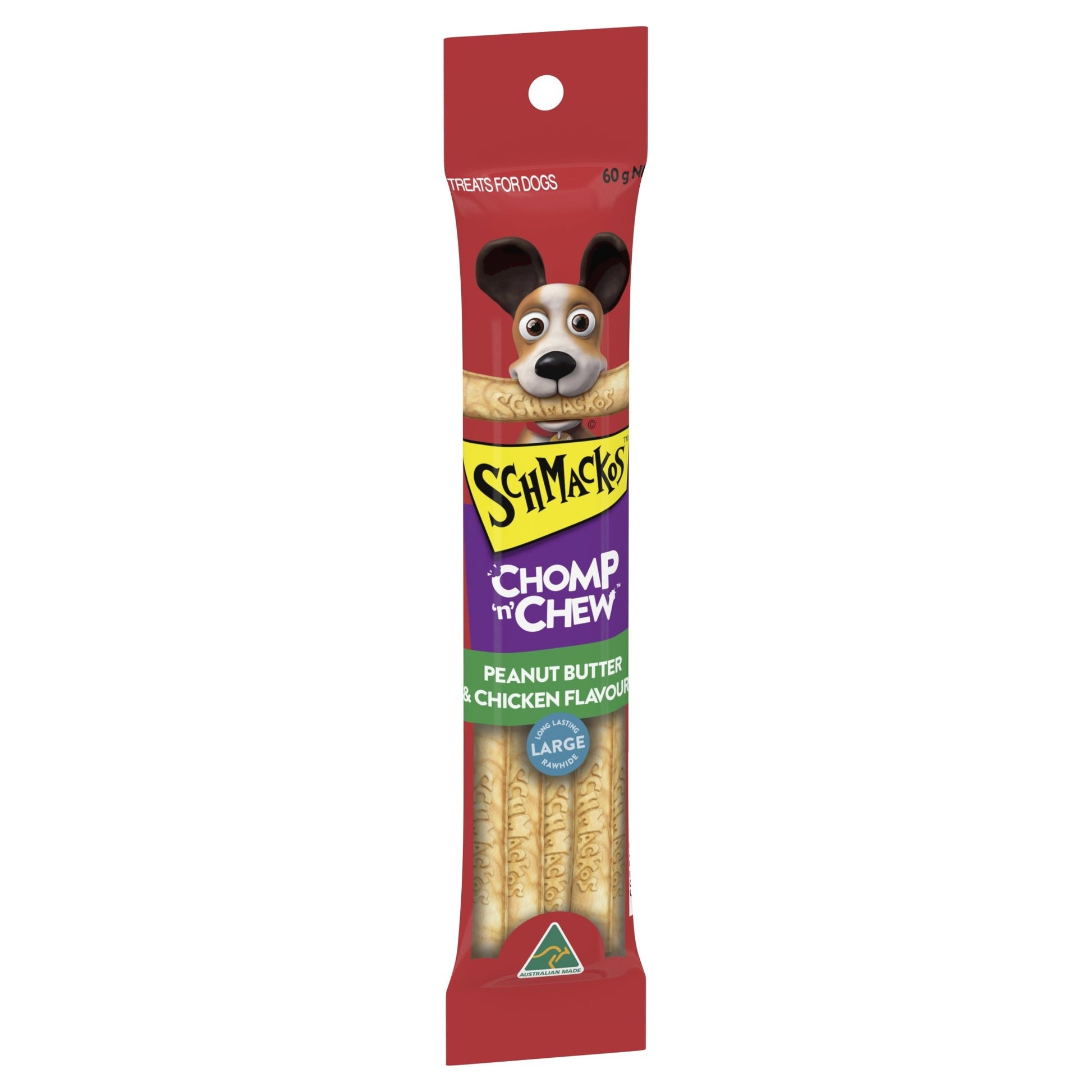 Schmackos Chomp N Chew Peanut Butter Flavour Large Dog - Woonona Petfood & Produce